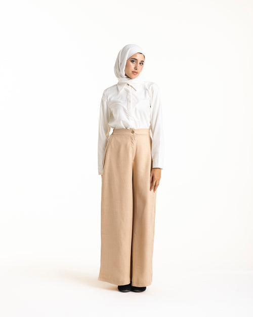 Linen Wide Leg Pants Beige