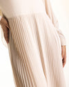 Sleeved Pleated Dress Cream