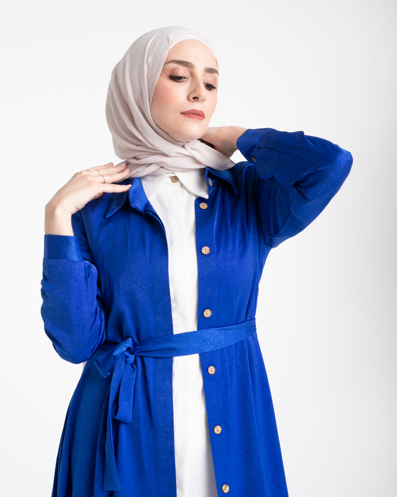 Shirt Dress With Front Buttons Royal Blue