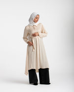 Shirt Dress With Front Buttons Beige