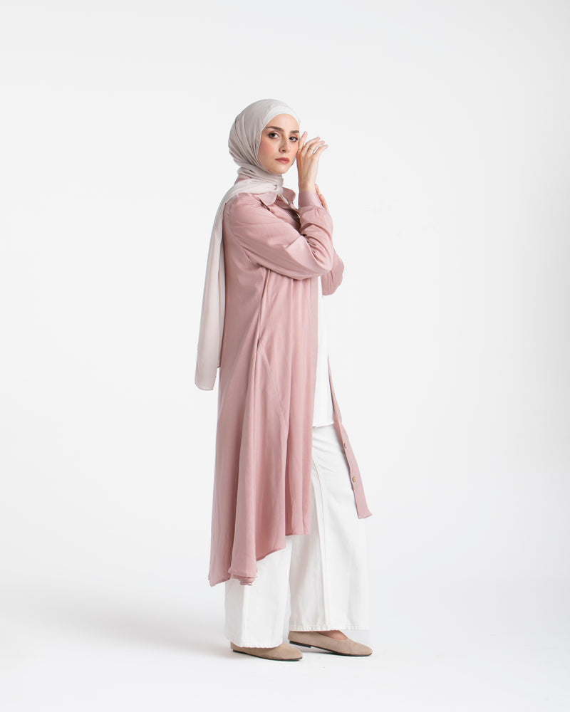 Shirt Dress With Front Buttons Rose