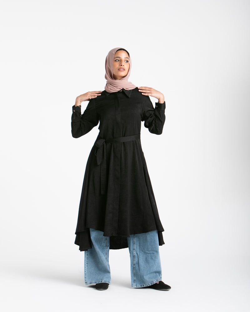 Shirt Dress With Front Buttons Black