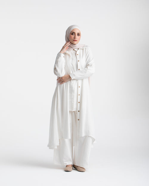 Shirt Dress With Front Buttons White