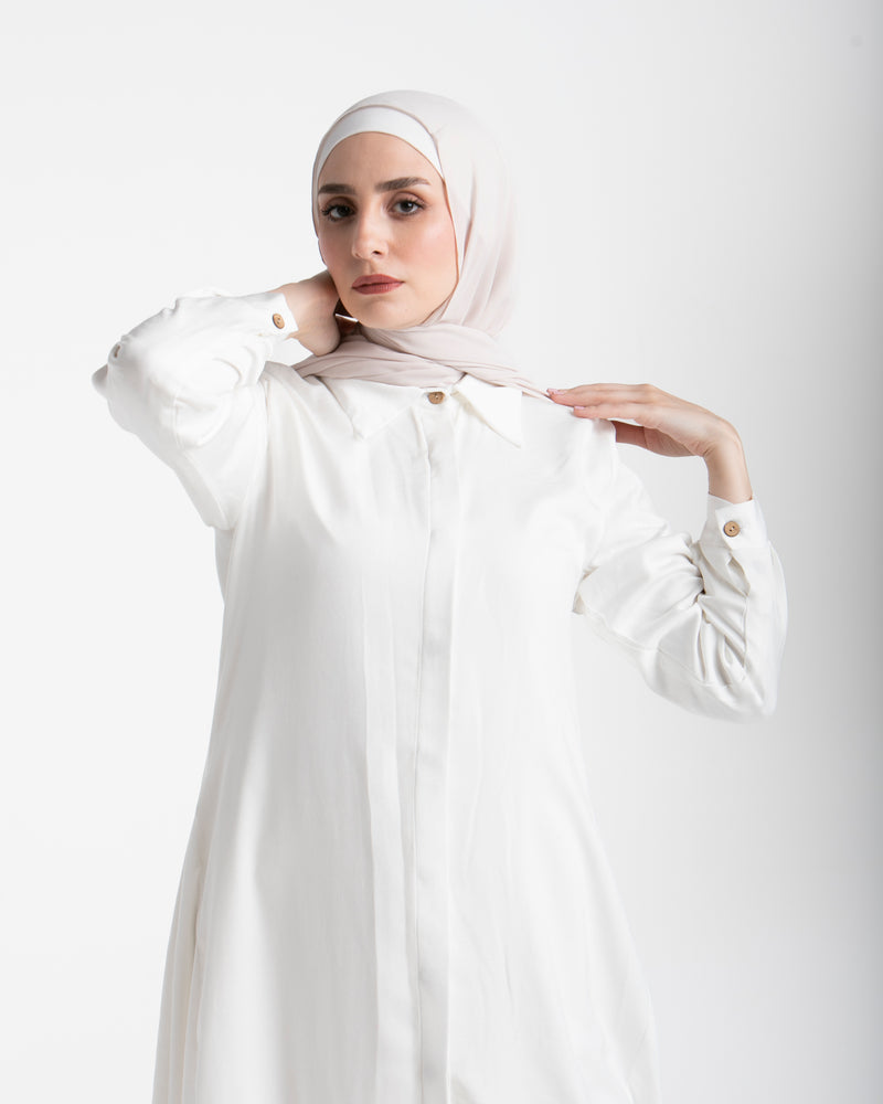 Shirt Dress With Front Buttons White