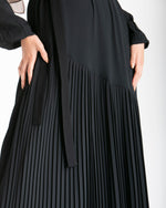 Fully Lined Pleated Dress Black