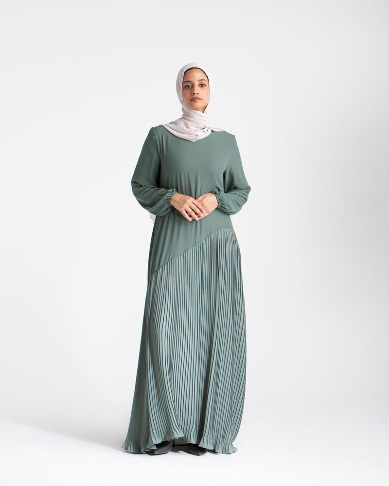 Fully Lined Pleated Dress Mint