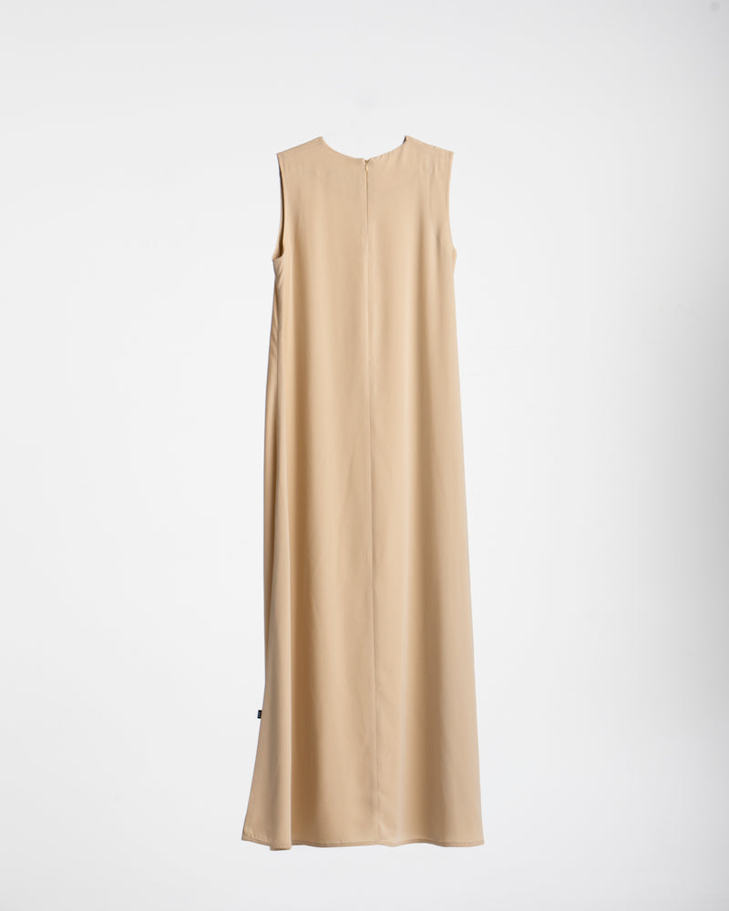 Basic Sleeveless Dress Beige