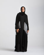 Free Size Pleated Cape Black Silver