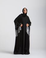 Free Size Pleated Cape Black Silver