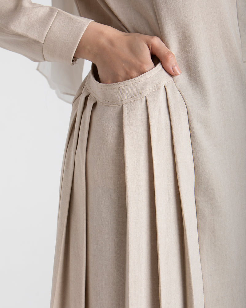 Linen Dress With Pockets Beige