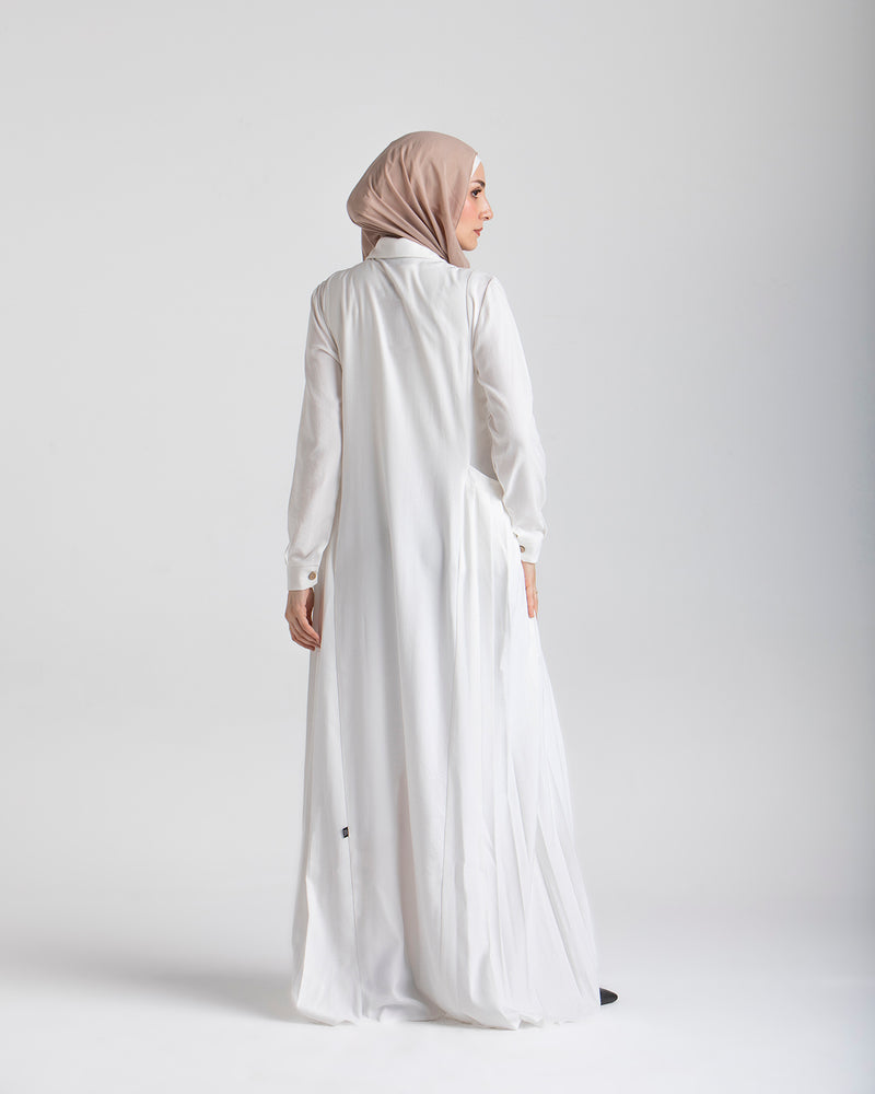 Linen Dress With Pockets White