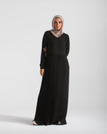 Sleeved Pleated Dress Black