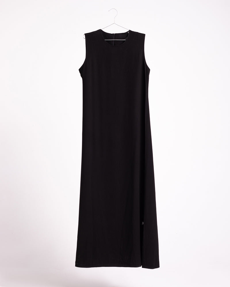 Silk Basic Sleeveless Dress Black