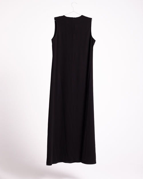 Silk Basic Sleeveless Dress Black