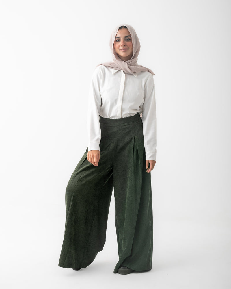 Corduroy Wide Leg Pants Olive