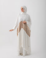 Free Size Pleated Cape Offwhite Gold