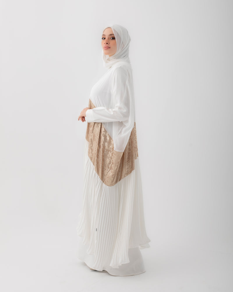 Free Size Pleated Cape Offwhite Gold