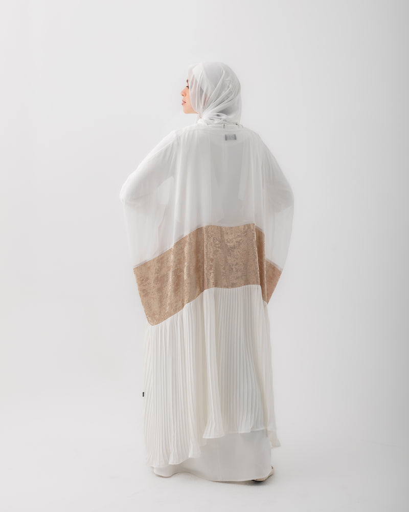 Free Size Pleated Cape Offwhite Gold