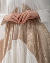 Free Size Pleated Cape Offwhite Gold