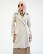 Wool Peplum Coat Beige