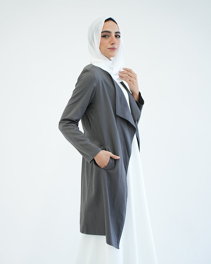 Gabardine Cardigan Grey