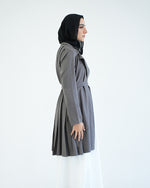 Gabardine Pleated Cardigan Grey