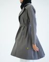 Gabardine Pleated Cardigan Grey