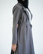 Gabardine Pleated Cardigan Grey