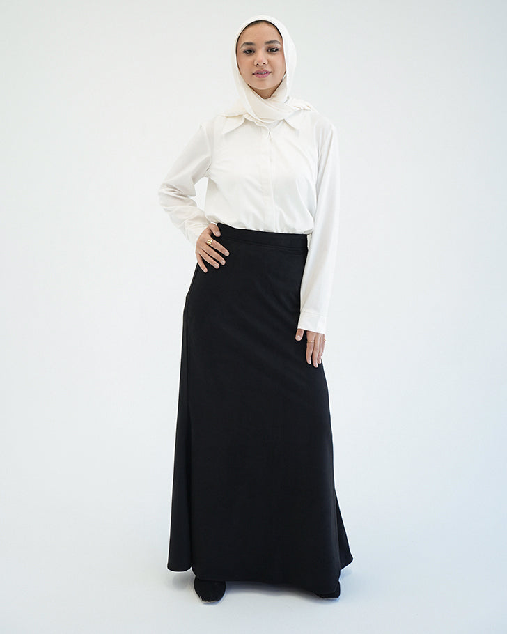 Suede Maxi Skirt Black