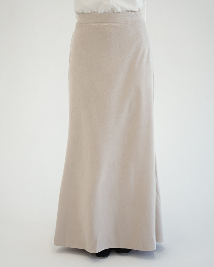 Suede Maxi Skirt Beige