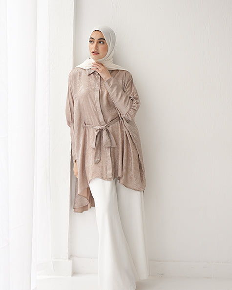 Shimmer Free Size Blouse Beige