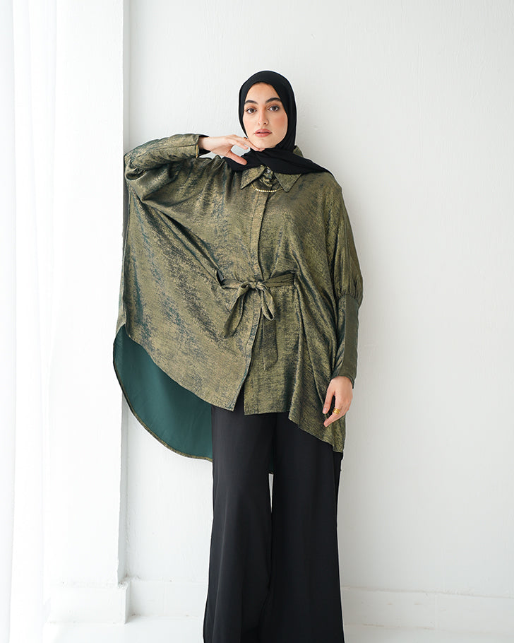 Shimmer Free Size Blouse Olive