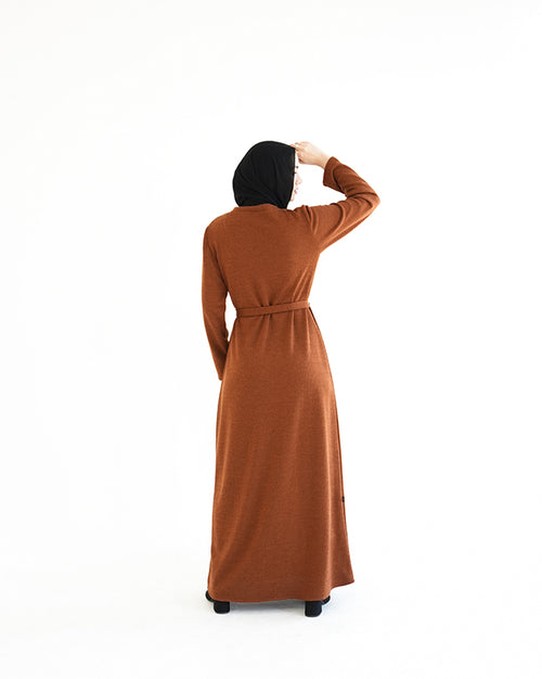 Basic Rib Dress Rust