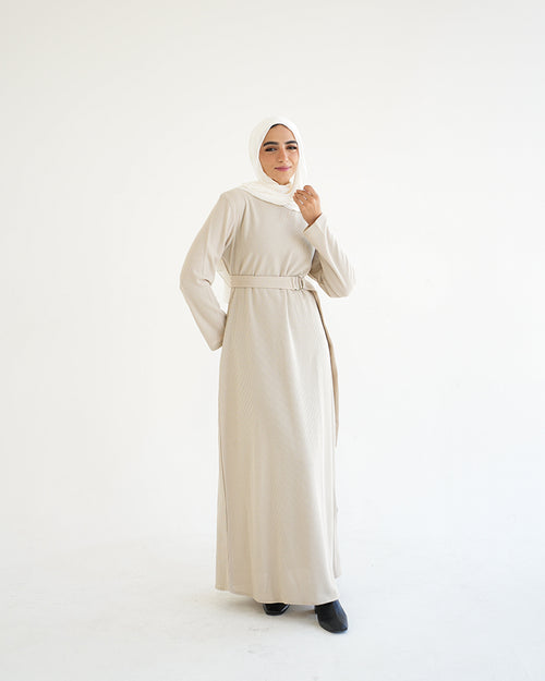 Basic Rib Dress Beige