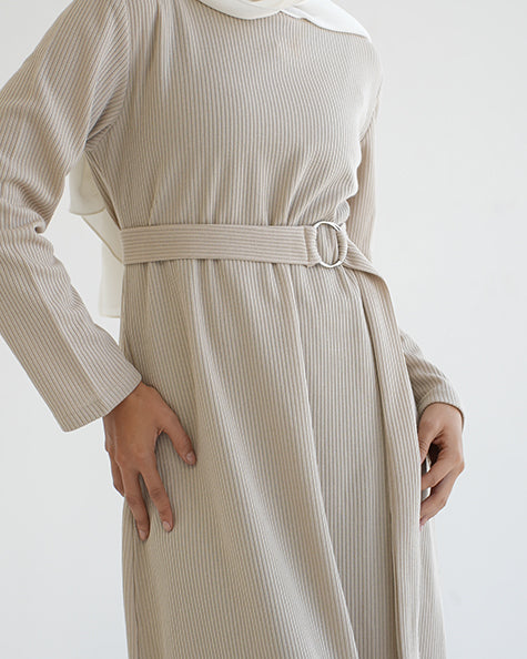 Basic Rib Dress Beige