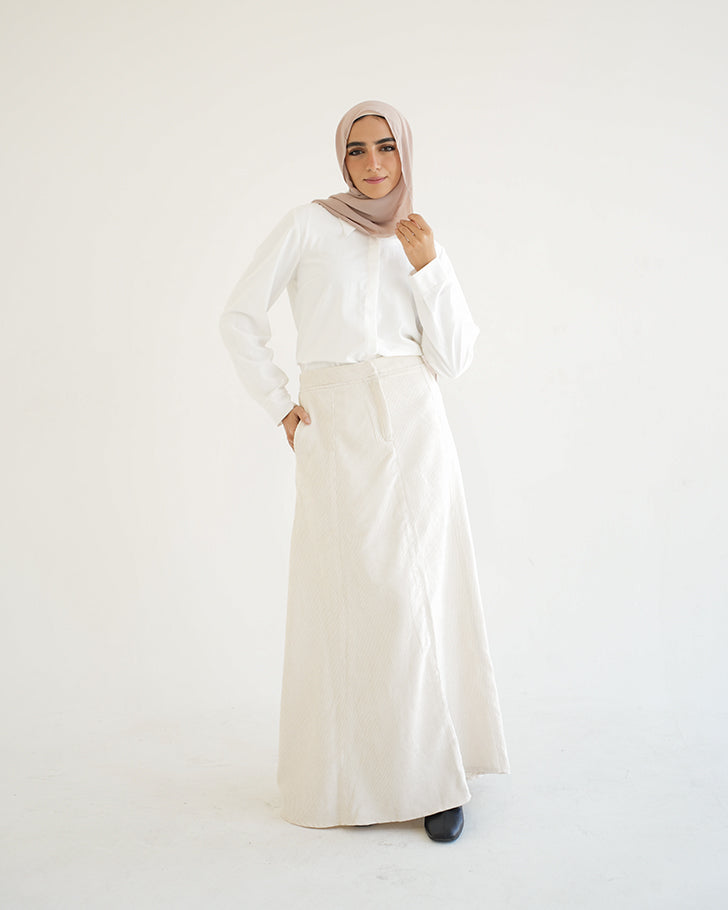 Corduroy Maxi Skirt Cream