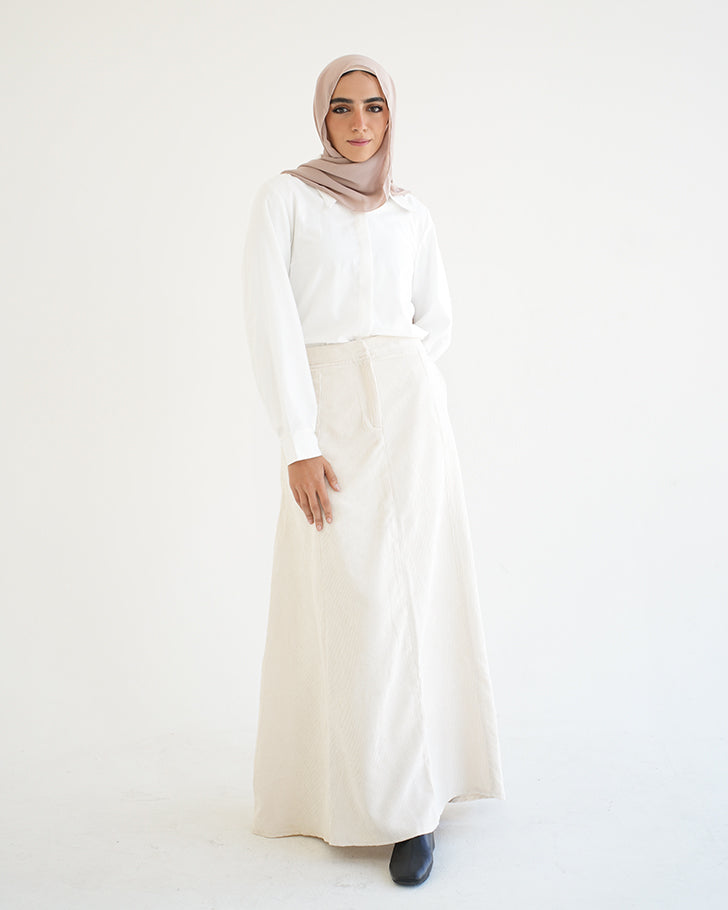 Corduroy Maxi Skirt Cream