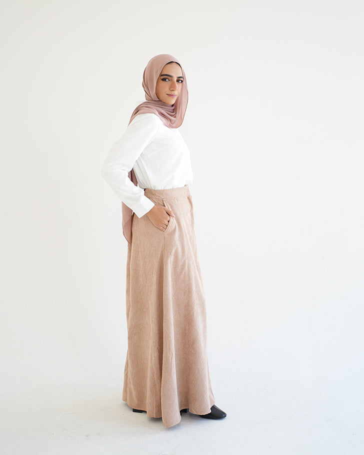 Corduroy Maxi Skirt Cafe