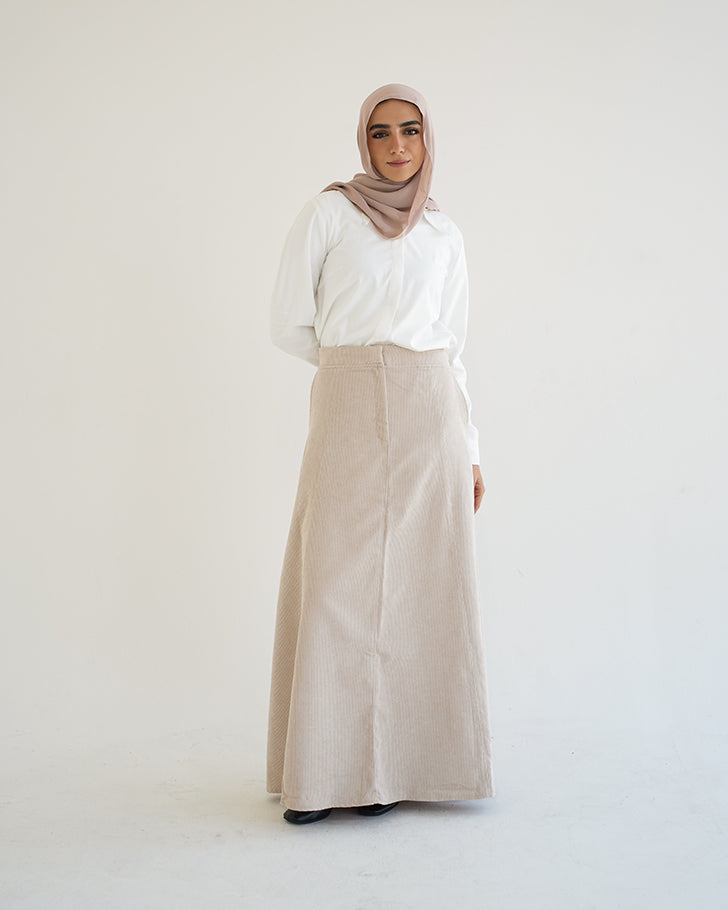 Corduroy Maxi Skirt Biege