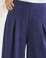 Suede Wide Pants Navy