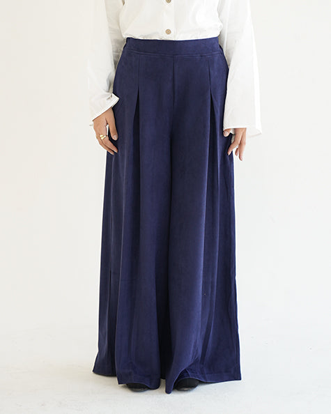 Suede Wide Pants Navy