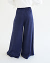 Suede Wide Pants Navy