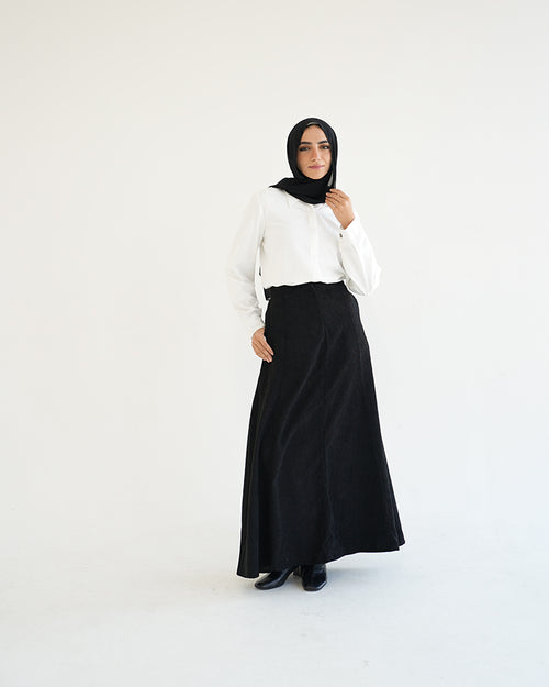 Corduroy Maxi Skirt Black