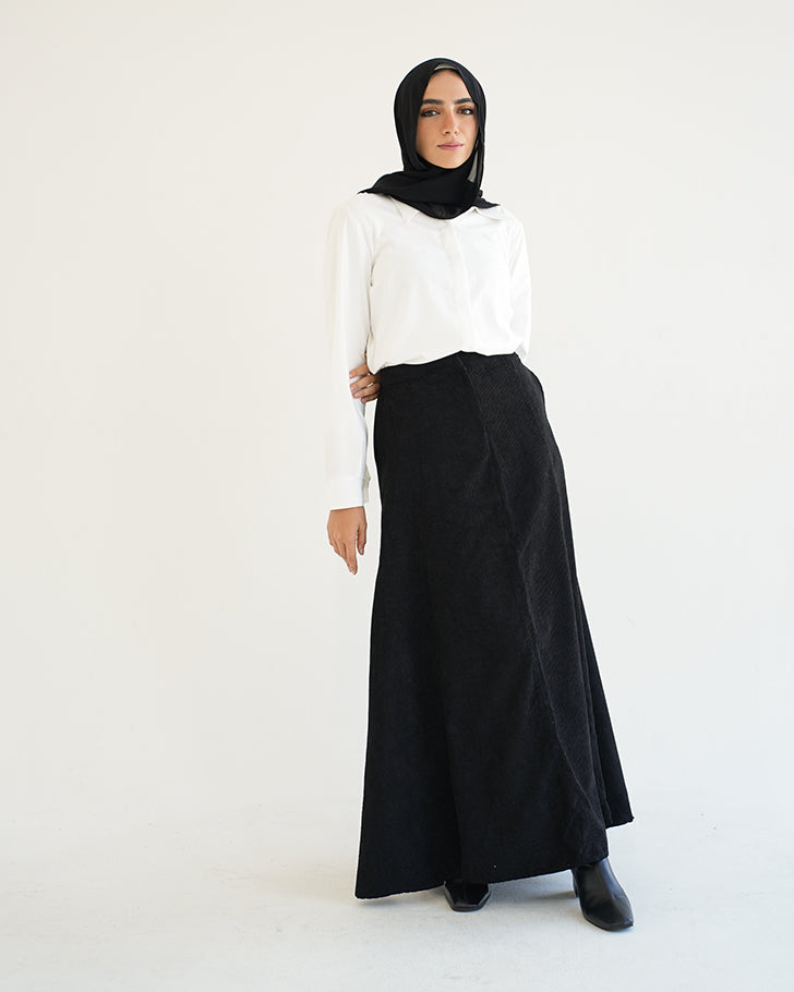 Corduroy Maxi Skirt Black