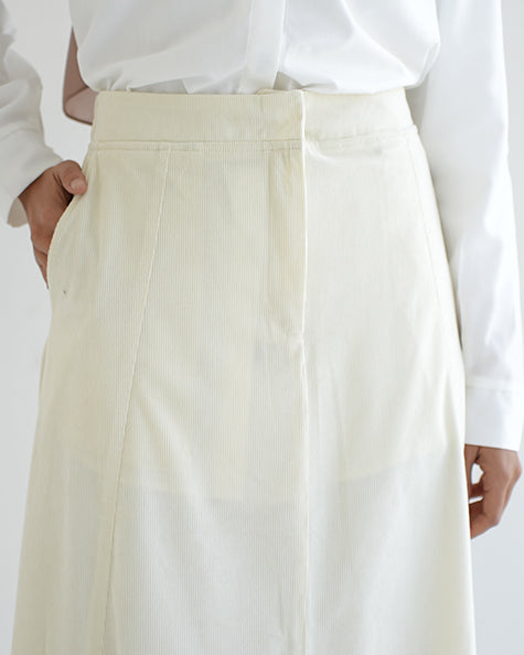 Corduroy Maxi Skirt Offwhite