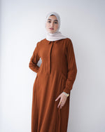 Linen Dress With Pockets Rust